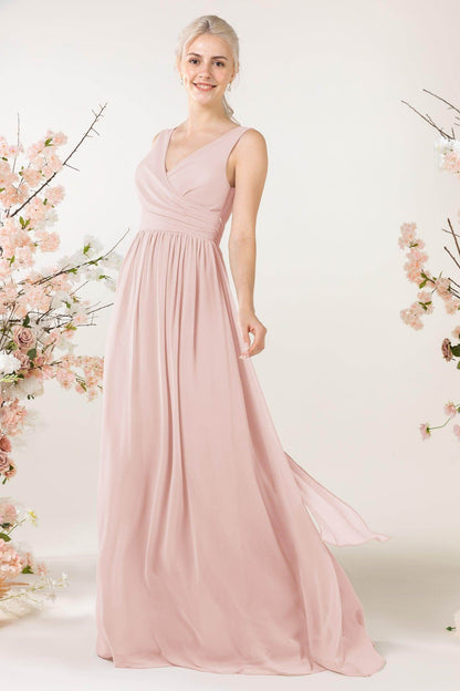 A-Line Sweep-Brush Train Chiffon Bridesmaid Dress CB0456