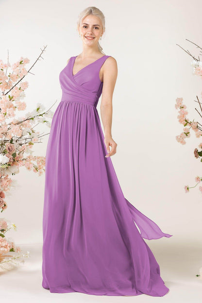 A-Line Sweep-Brush Train Chiffon Bridesmaid Dress CB0456