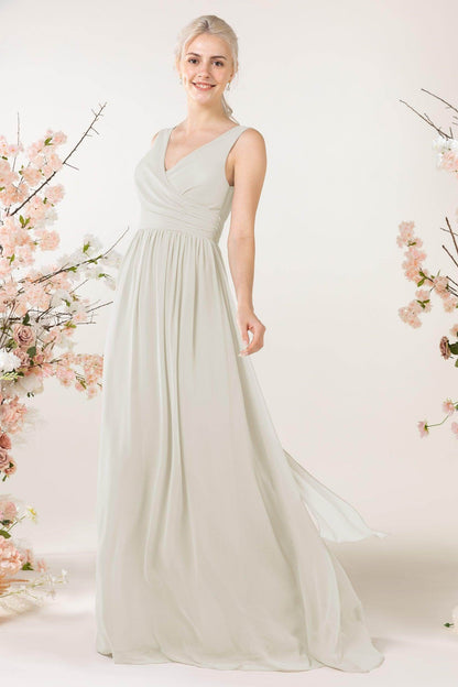 A-Line Sweep-Brush Train Chiffon Bridesmaid Dress CB0456