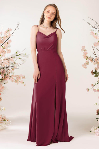 Sheath Sweep-Brush Train Chiffon Bridesmaid Dress CB0457