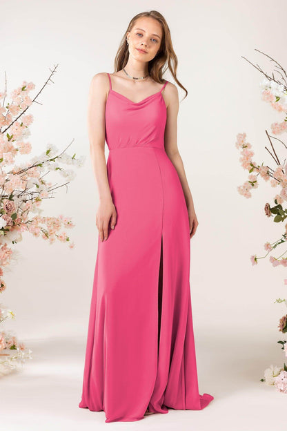 Sheath Sweep-Brush Train Chiffon Bridesmaid Dress CB0457