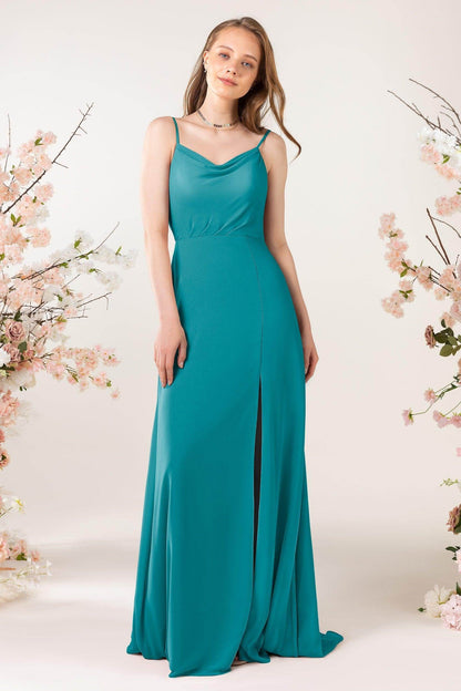 Sheath Sweep-Brush Train Chiffon Bridesmaid Dress CB0457