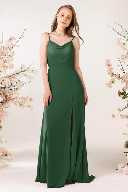 Sheath Sweep-Brush Train Chiffon Bridesmaid Dress CB0457
