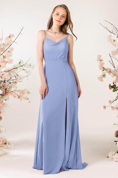Sheath Sweep-Brush Train Chiffon Bridesmaid Dress CB0457