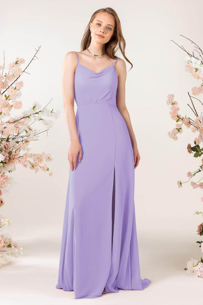 Sheath Sweep-Brush Train Chiffon Bridesmaid Dress CB0457