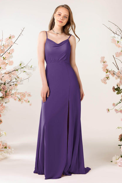 Sheath Sweep-Brush Train Chiffon Bridesmaid Dress CB0457