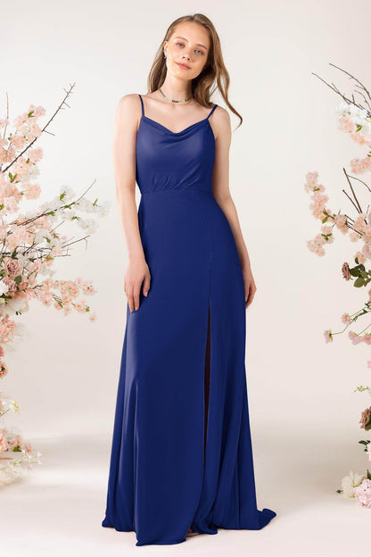 Sheath Sweep-Brush Train Chiffon Bridesmaid Dress CB0457