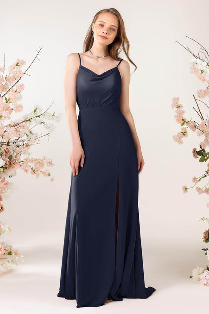 Sheath Sweep-Brush Train Chiffon Bridesmaid Dress CB0457