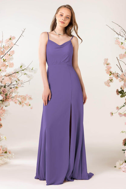 Sheath Sweep-Brush Train Chiffon Bridesmaid Dress CB0457