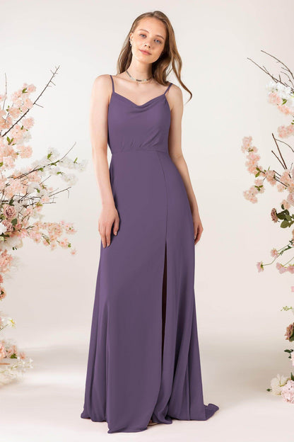 Sheath Sweep-Brush Train Chiffon Bridesmaid Dress CB0457