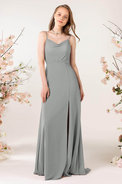 Sheath Sweep-Brush Train Chiffon Bridesmaid Dress CB0457