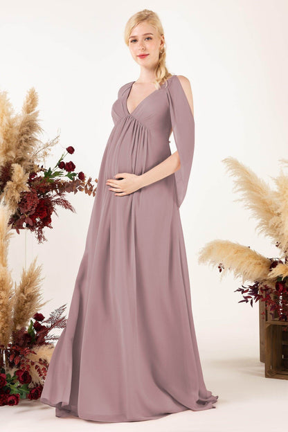 A-Line Sweep-Brush Train Chiffon Bridesmaid Dress CB0458M