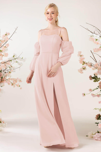 Trumpet Sweep-Brush Train Chiffon Bridesmaid Dress CB0459