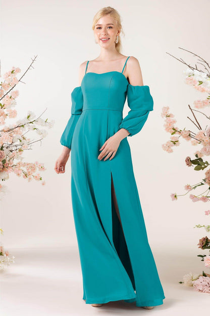 Trumpet Sweep-Brush Train Chiffon Bridesmaid Dress CB0459