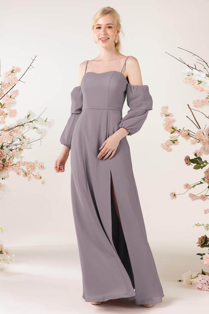 Trumpet Sweep-Brush Train Chiffon Bridesmaid Dress CB0459