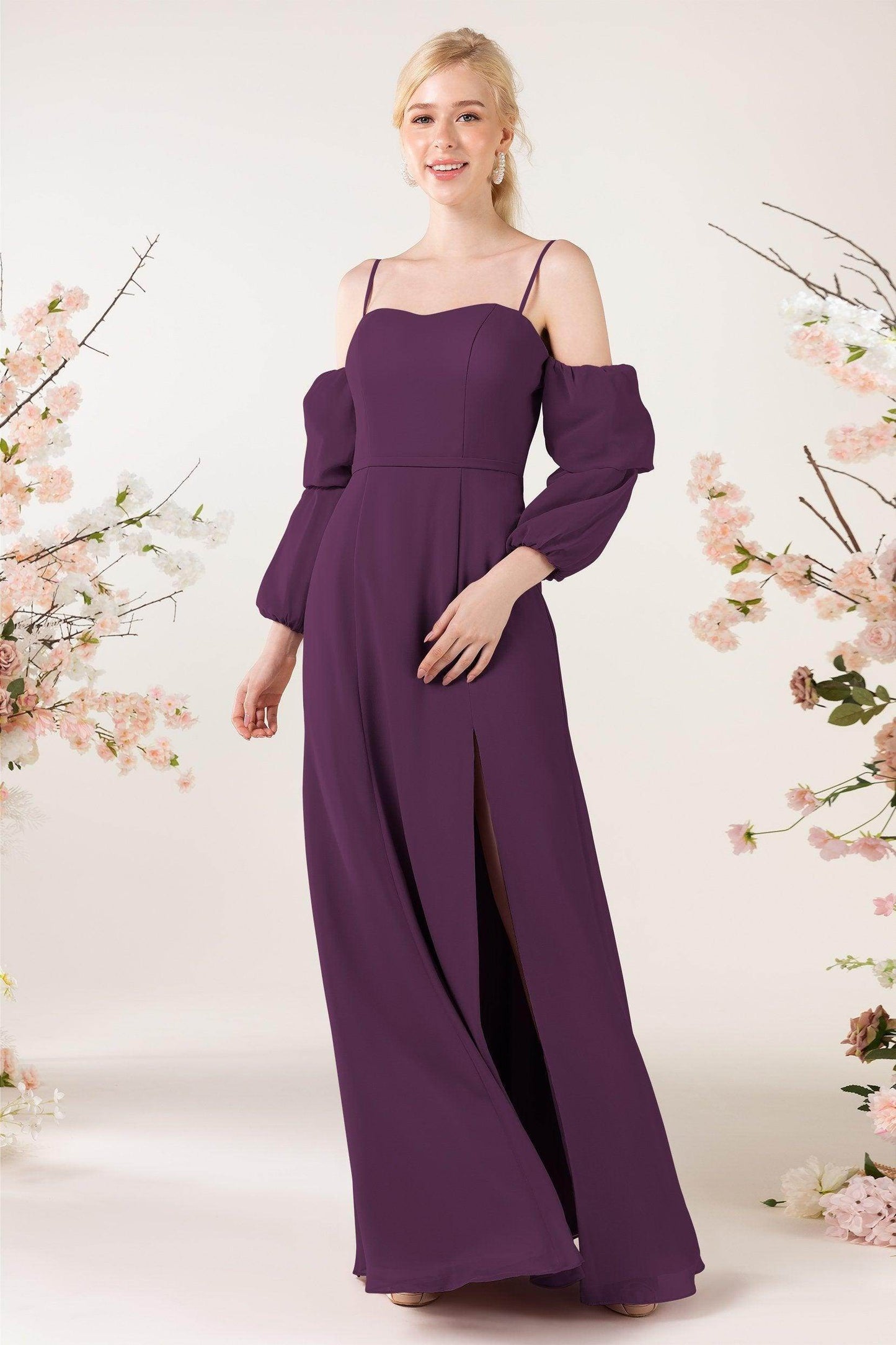 Trumpet Sweep-Brush Train Chiffon Bridesmaid Dress CB0459