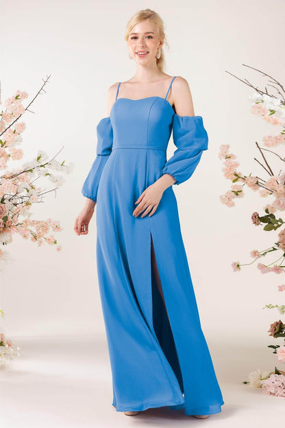 Trumpet Sweep-Brush Train Chiffon Bridesmaid Dress CB0459