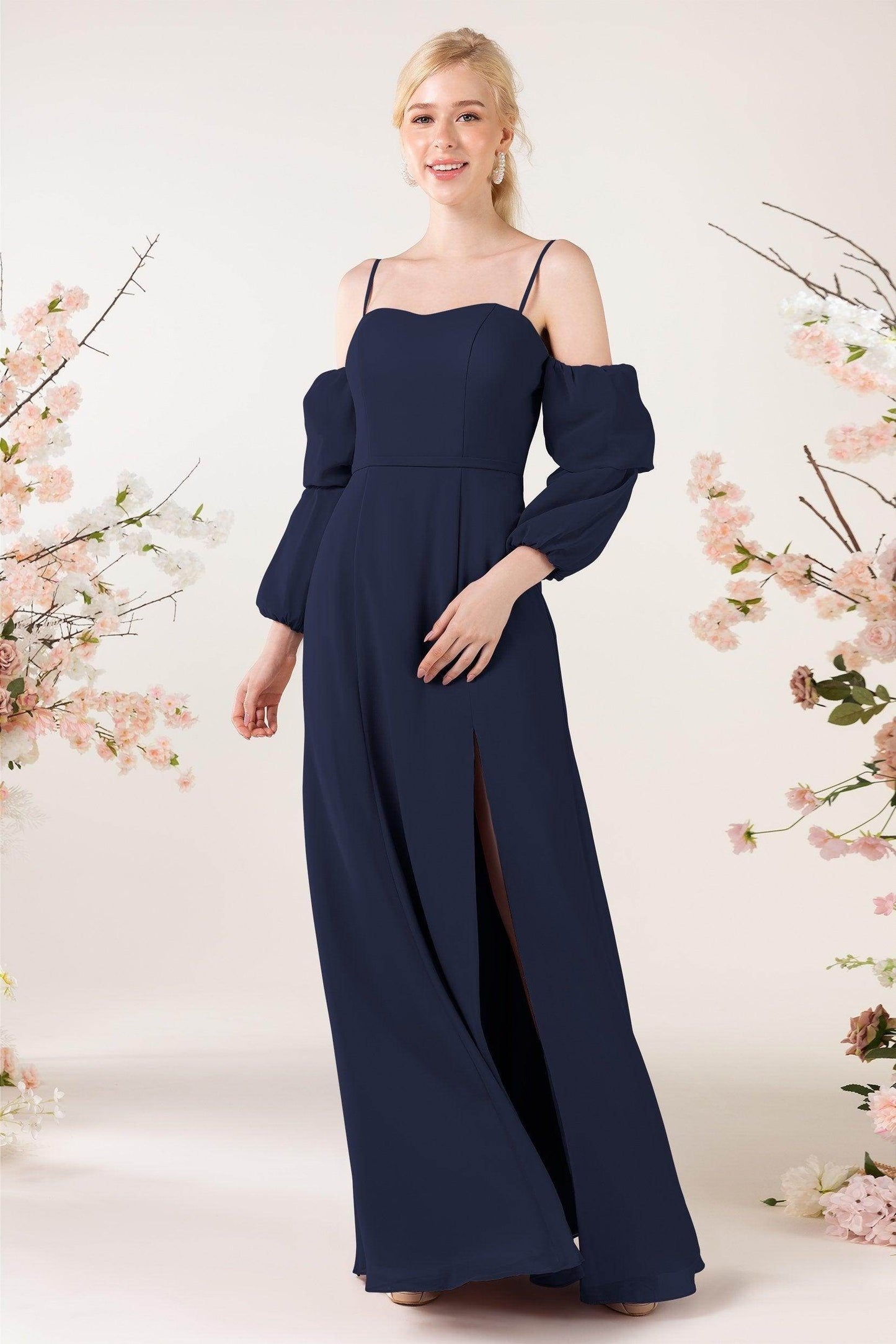 Trumpet Sweep-Brush Train Chiffon Bridesmaid Dress CB0459