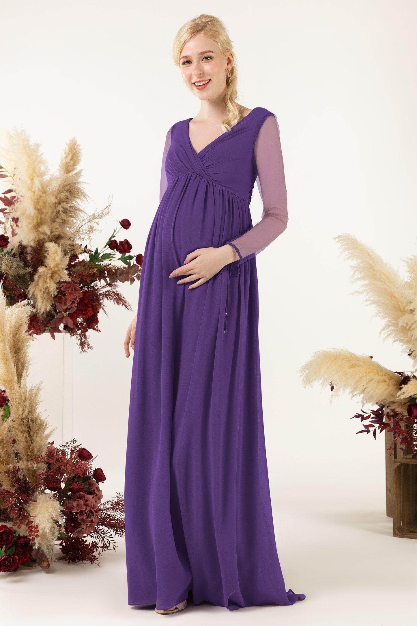 A-Line Sweep-Brush Train Chiffon Bridesmaid Dress CB0461M