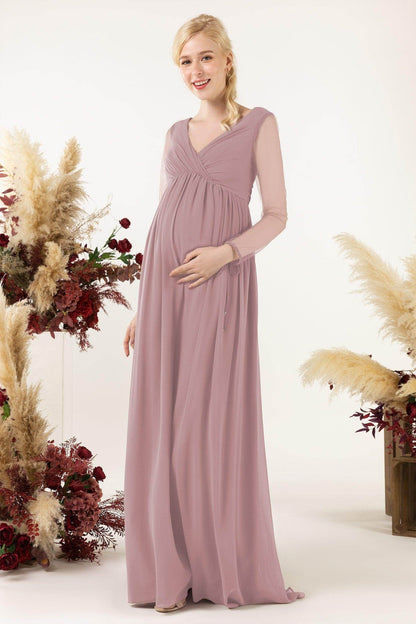 A-Line Sweep-Brush Train Chiffon Bridesmaid Dress CB0461M