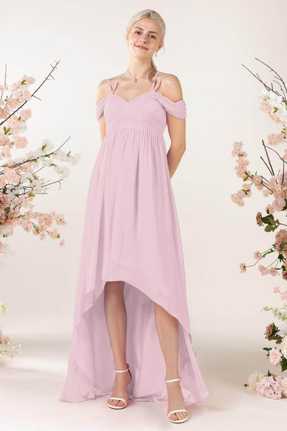 Asymmetrical Sweep Train Chiffon Bridesmaid Dress CB0464