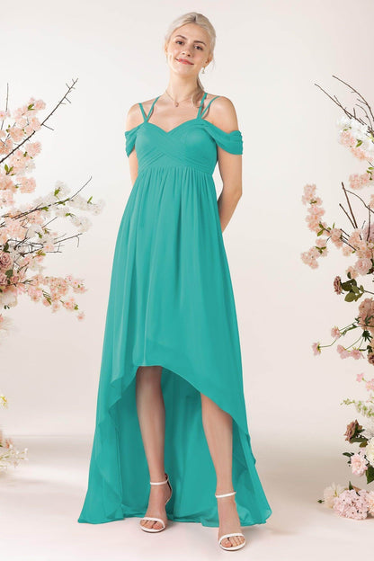 Asymmetrical Sweep Train Chiffon Bridesmaid Dress CB0464