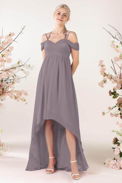 Asymmetrical Sweep Train Chiffon Bridesmaid Dress CB0464