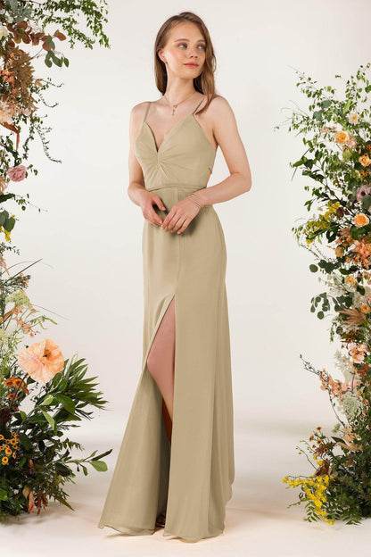 Sheath Sweep-Brush Train Chiffon Bridesmaid Dress CB0466
