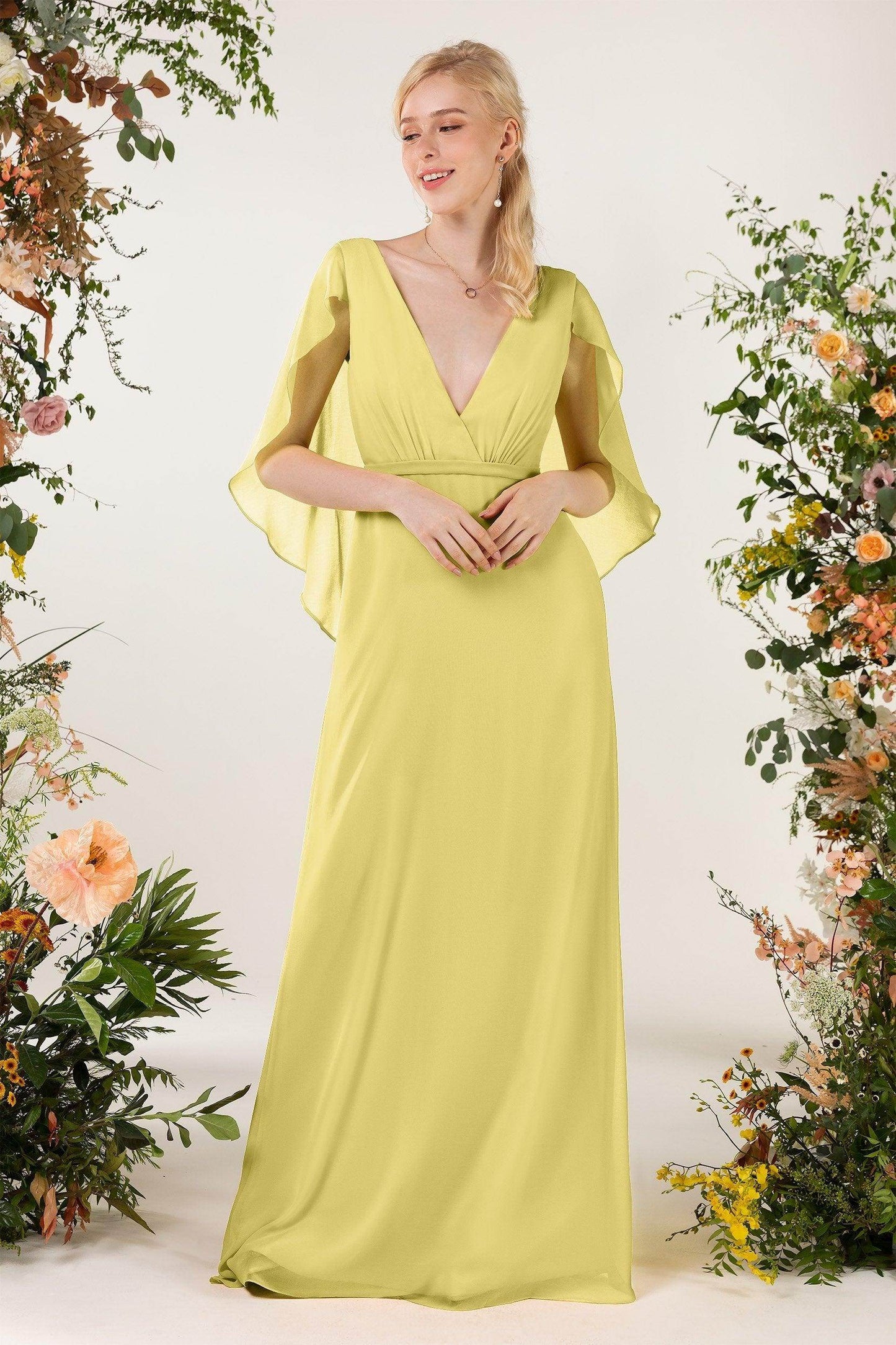 Sheath Sweep-Brush Train Chiffon Bridesmaid Dress CB0468