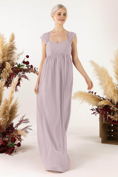 A-Line Sweep-Brush Train Chiffon Bridesmaid Dress CB0470