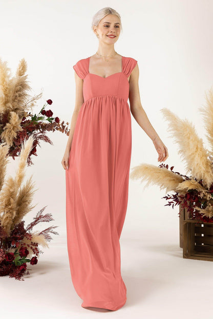 A-Line Sweep-Brush Train Chiffon Bridesmaid Dress CB0470