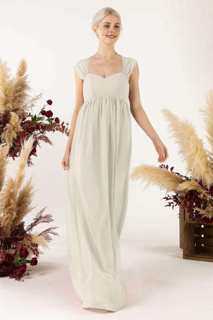 A-Line Sweep-Brush Train Chiffon Bridesmaid Dress CB0470