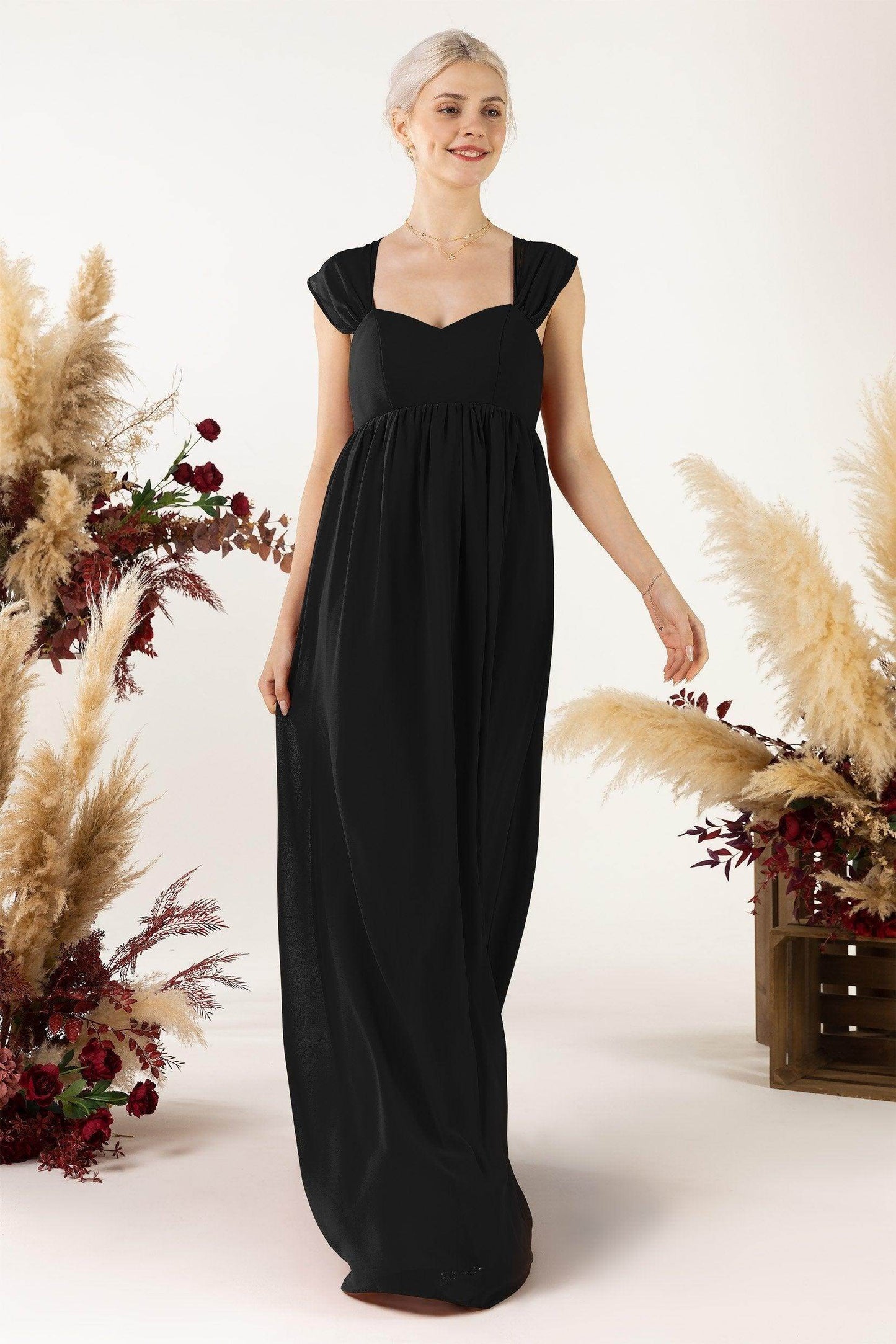 A-Line Sweep-Brush Train Chiffon Bridesmaid Dress CB0470