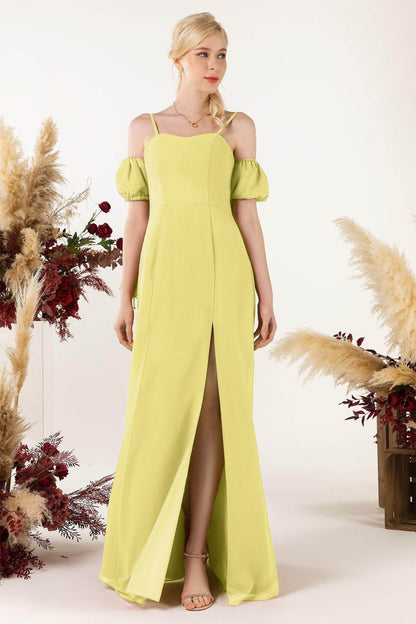 A-Line Sweep-Brush Train Chiffon Bridesmaid Dress CB0471