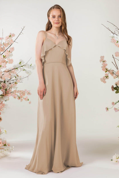 Sheath Sweep-Brush Train Chiffon Bridesmaid Dress CB0472