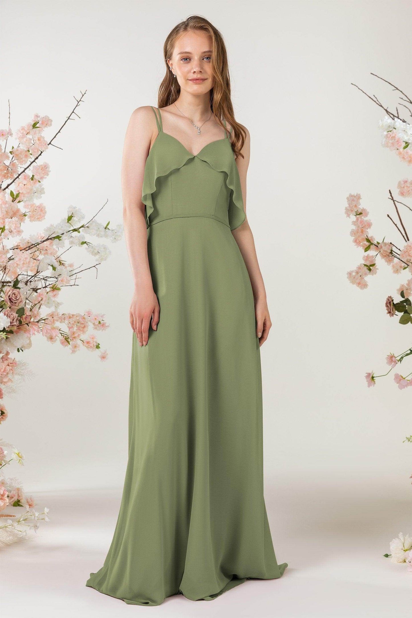 Sheath Sweep-Brush Train Chiffon Bridesmaid Dress CB0472