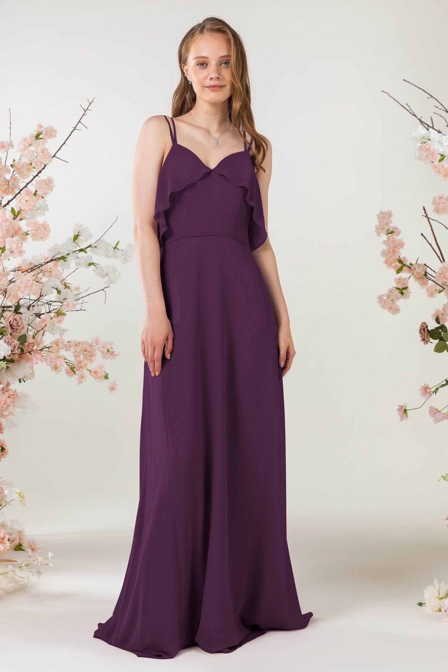 Sheath Sweep-Brush Train Chiffon Bridesmaid Dress CB0472
