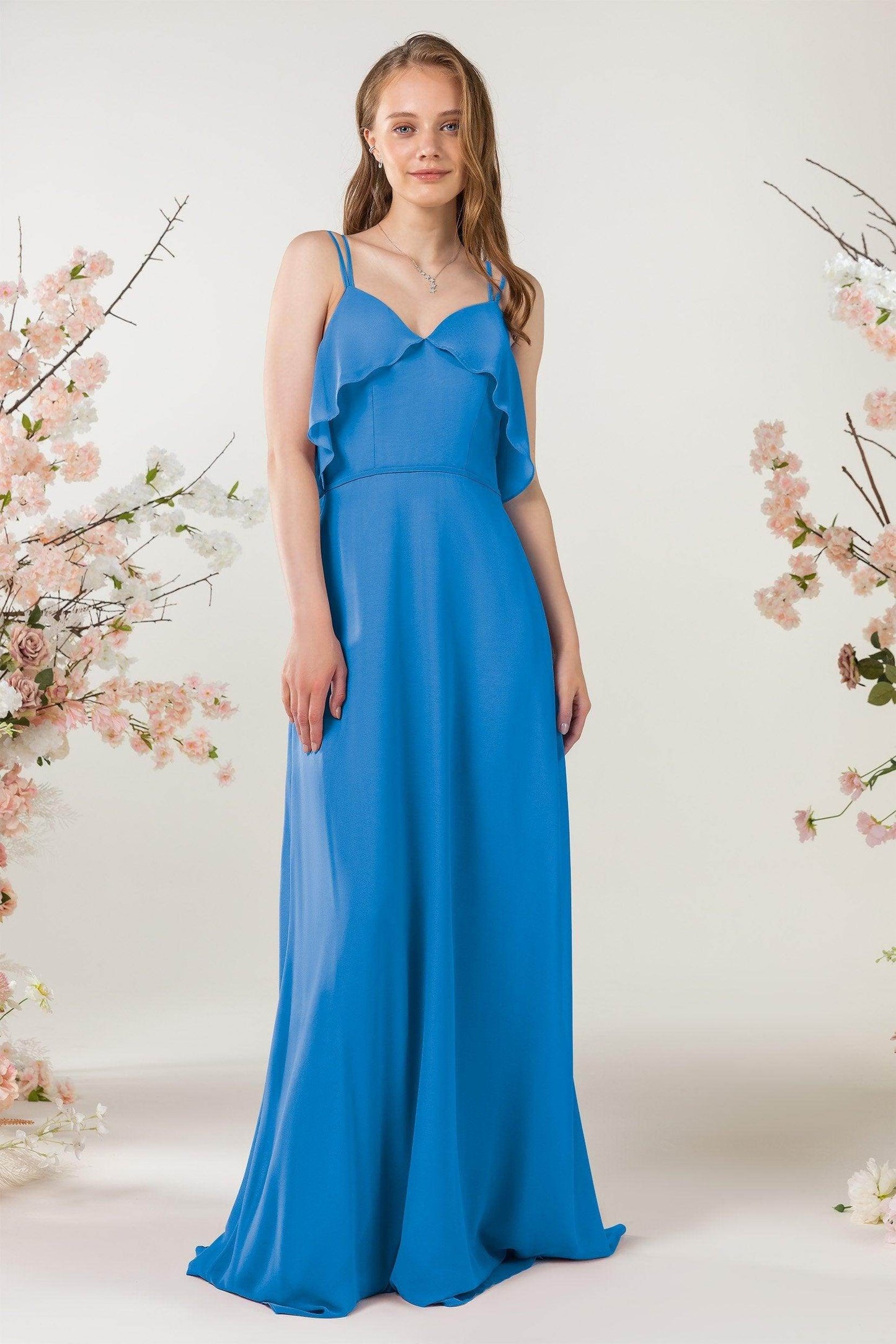 Sheath Sweep-Brush Train Chiffon Bridesmaid Dress CB0472