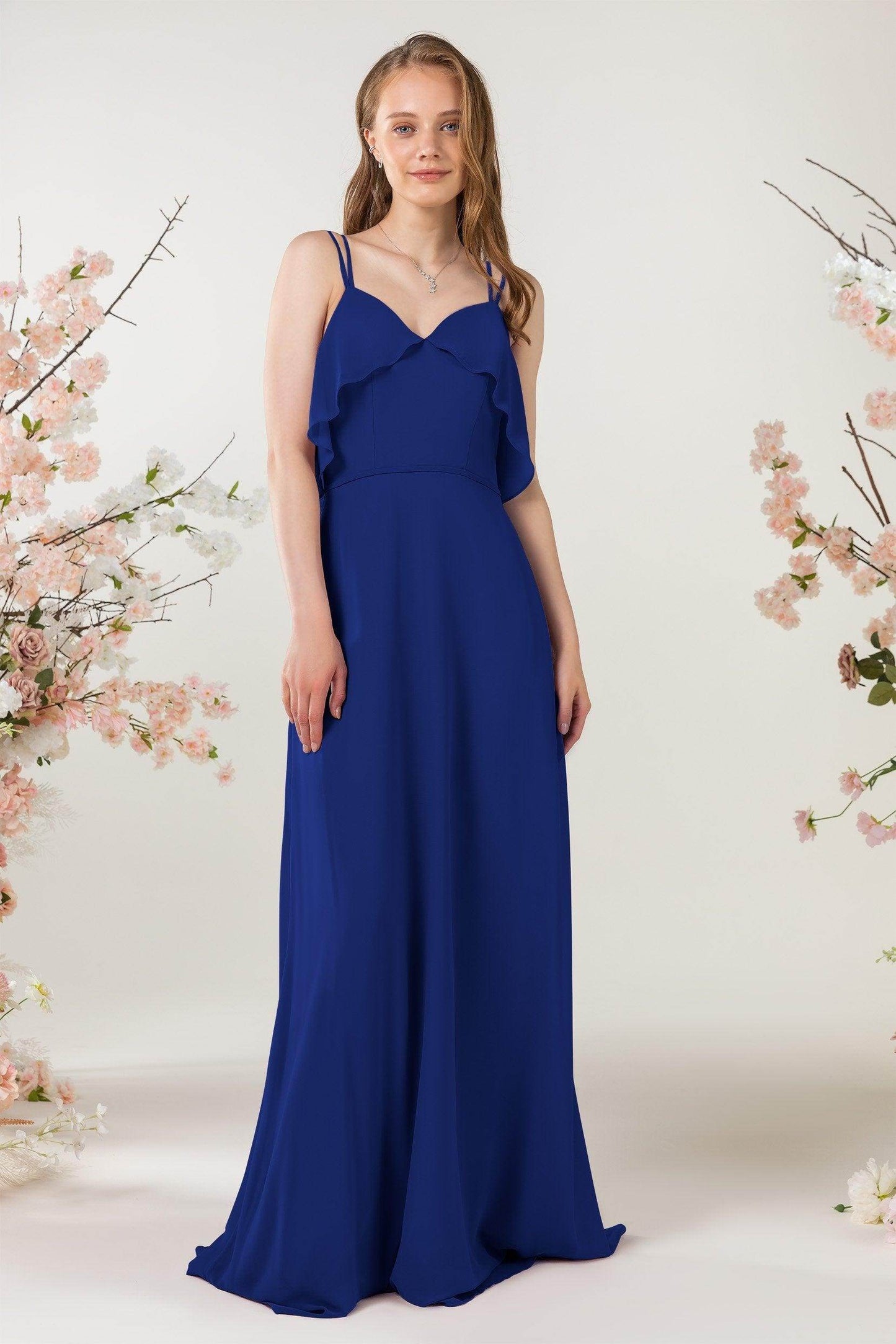 Sheath Sweep-Brush Train Chiffon Bridesmaid Dress CB0472