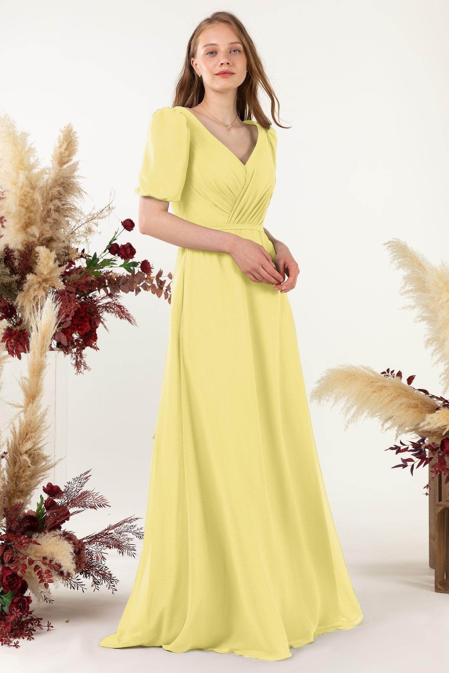 Sheath-Column Floor Length Chiffon Bridesmaid Dress CB0475