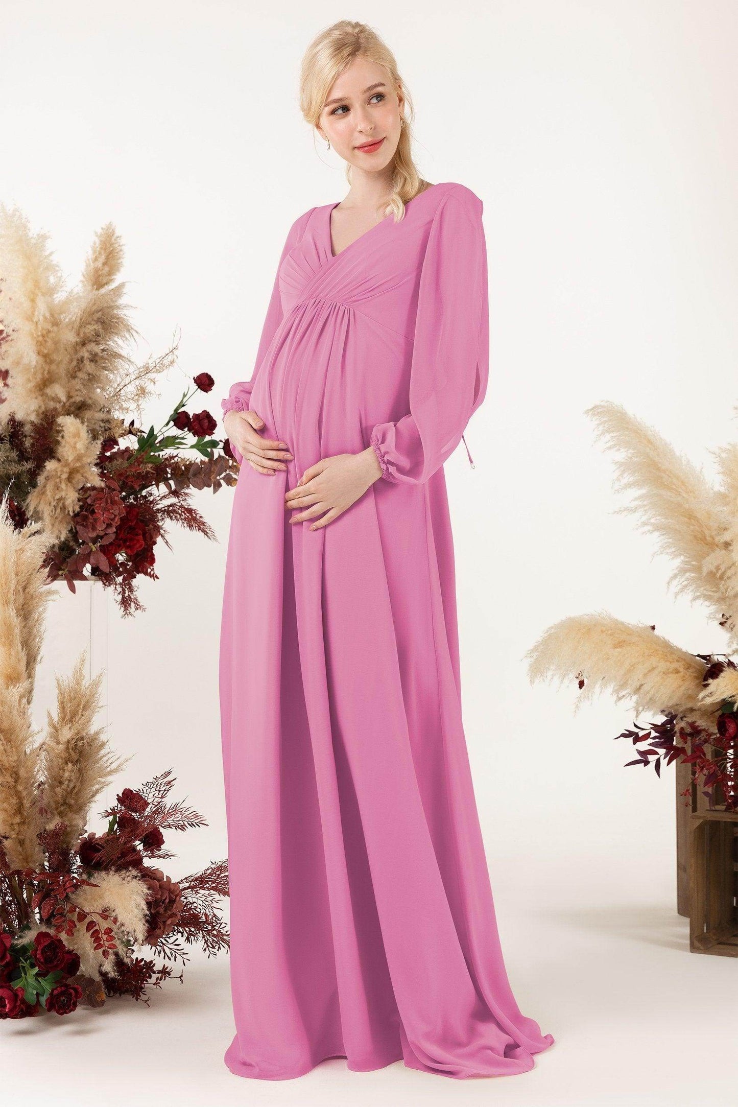A-Line Sweep-Brush Train Chiffon Bridesmaid Dress CB0479M