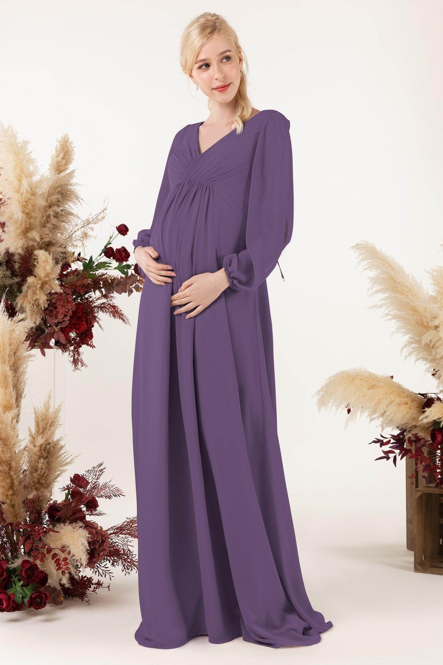 A-Line Sweep-Brush Train Chiffon Bridesmaid Dress CB0479M