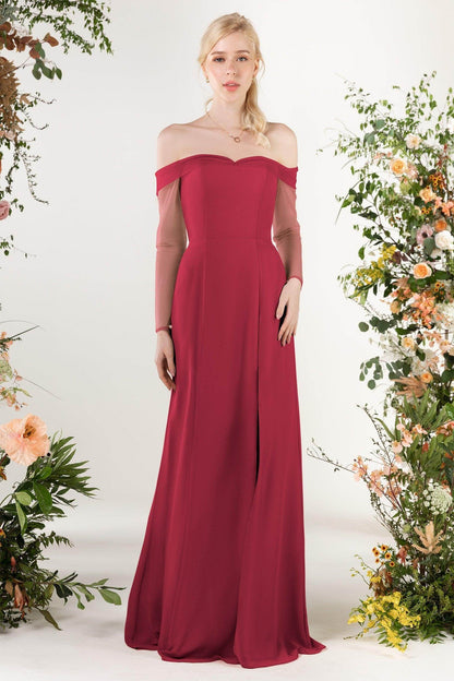 Trumpet Sweep-Brush Train Chiffon Bridesmaid Dress CB0480