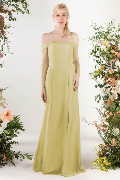 Trumpet Sweep-Brush Train Chiffon Bridesmaid Dress CB0480