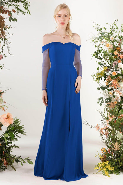 Trumpet Sweep-Brush Train Chiffon Bridesmaid Dress CB0480