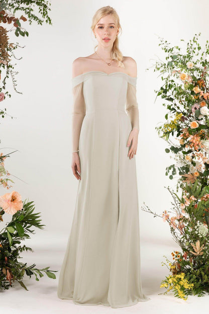 Trumpet Sweep-Brush Train Chiffon Bridesmaid Dress CB0480