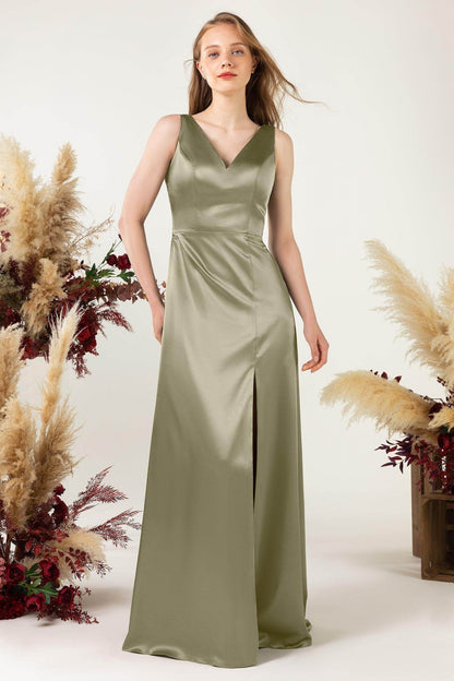 Sheath Sweep Luxe Satin Bridesmaid Dress Formal Dresses CB0502