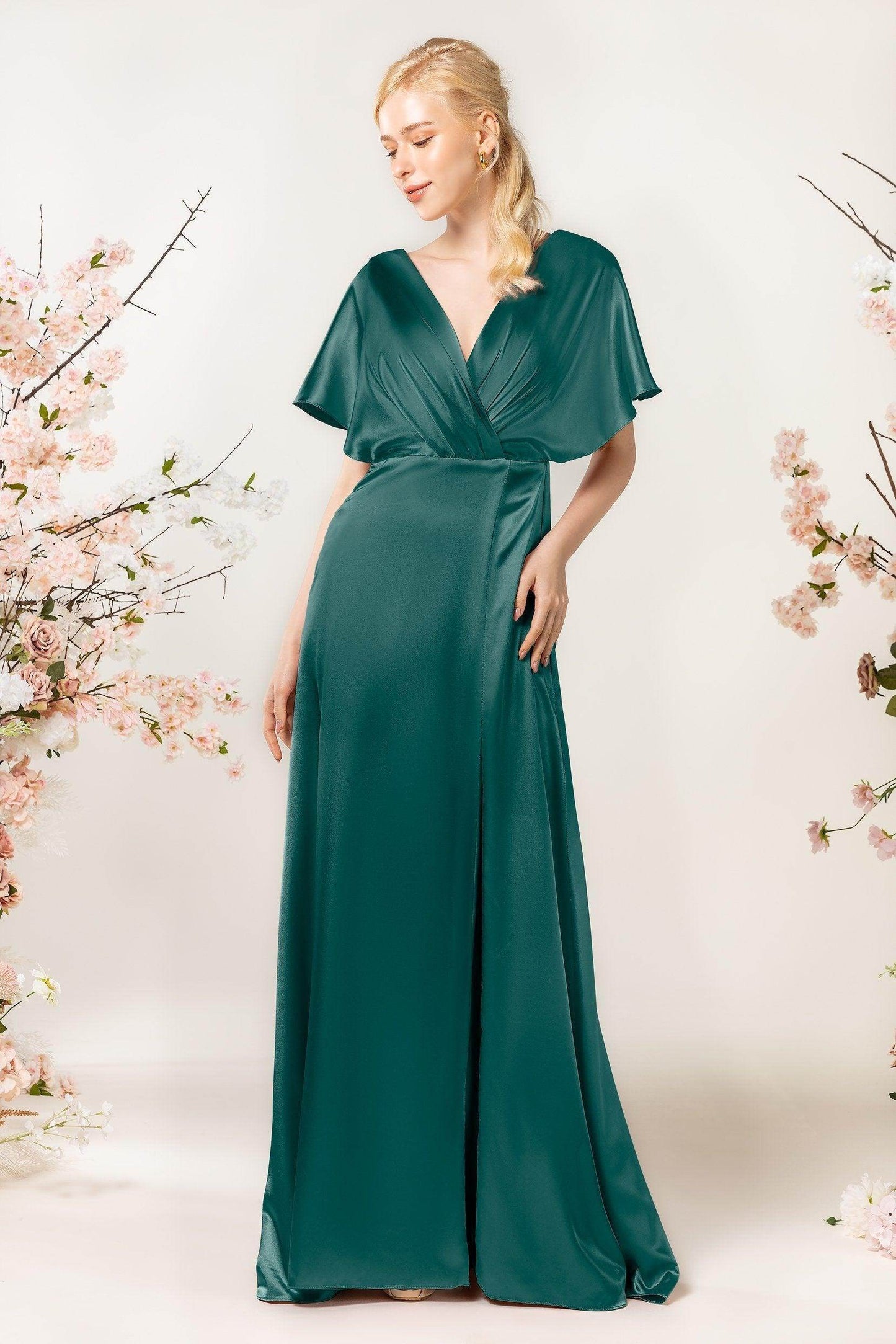 Sheath Sweep Luxe Satin Bridesmaid Dress Formal Dresses CB0505