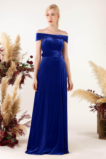 Sheath Sweep-Brush Train Velvet Bridesmaid Dress CB0516