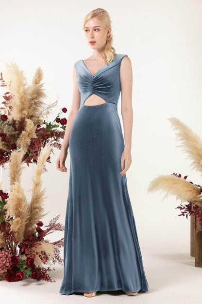 Trumpet Sweep-Brush Train Velvet Bridesmaid Dress Formal Dresses CB0521